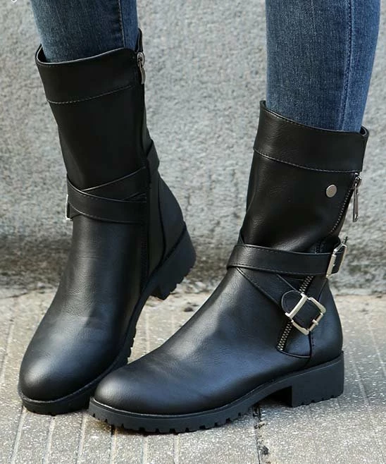 Buy โญ PAOTMBU Black Cross-Buckle Boot - ๐ฉ Women ๐ - Image 2
