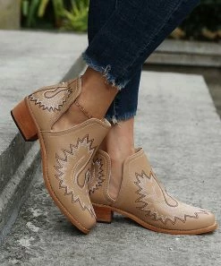 Cheap 😉 PAOTMBU Gold Western Cutout Ankle Boot - 👩 Women ⭐