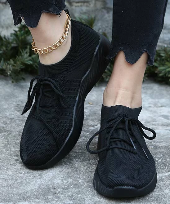 Best Pirce 🔥 PAOTMBU Black Knit 👟 Sneaker - 👩 Women 🛒