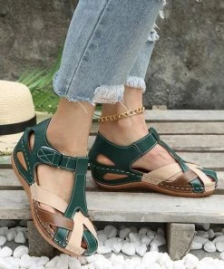 Best Pirce โจ PAOTMBU Green Weave-Strap Cutout ๐ฉด Sandal - ๐ฉ Women โ๏ธ