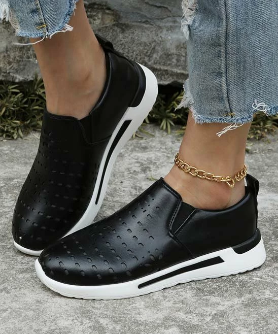 Budget ๐ PAOTMBU Black Perforated Slip-On ๐ Sneakers - ๐ฉ Women ๐ - Image 2