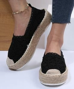 Discount โค๏ธ PAOTMBU Black Crochet Espadrille Flat - ๐ฉ Women ๐ฏ