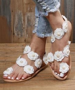 Discount ๐ PAOTMBU White Floral Gladiator ๐ฉด Sandal - ๐ฉ Women ๐คฉ