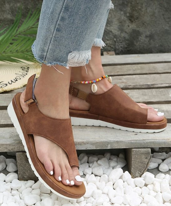 Promo ๐ PAOTMBU Brown Toe-Strap ๐ฉด Sandal - ๐ฉ Women ๐ - Image 4