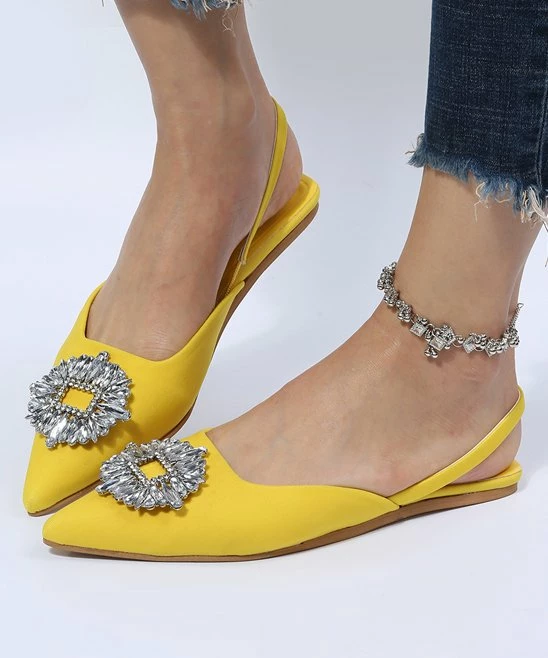 Cheapest ๐งจ PAOTMBU Yellow & Silver Brooch Slingback ๐ฉด Sandal - ๐ฉ Women ๐ฅ