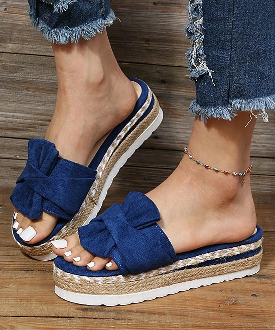Brand new 😍 PAOTMBU Blue Pleated-Accent Platform 🩴 Sandal - 👩 Women 🛒 - Image 3