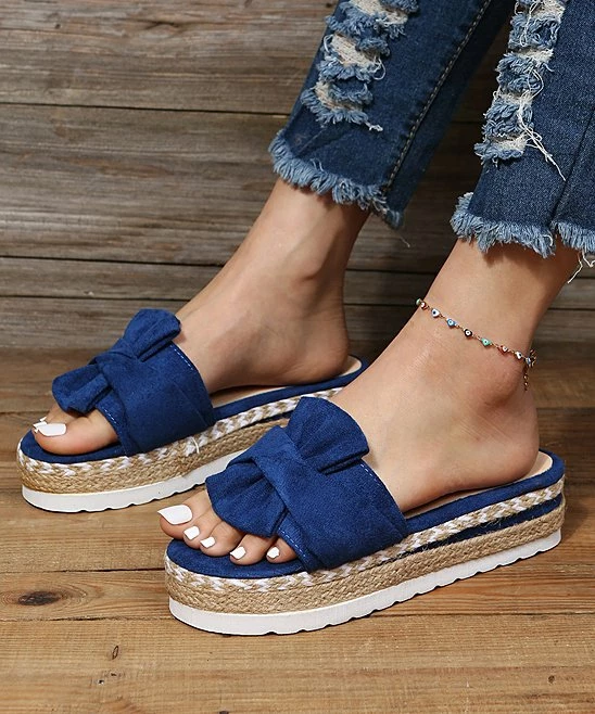 Brand new 😍 PAOTMBU Blue Pleated-Accent Platform 🩴 Sandal - 👩 Women 🛒 - Image 4