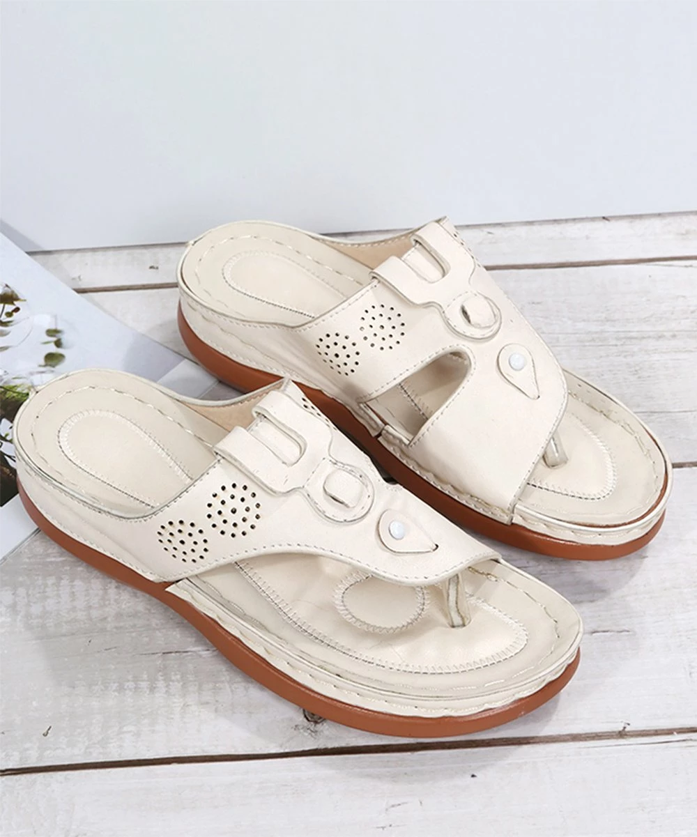 Brand new ❤️ PAOTMBU Beige Perforated 🩴 Sandal - 👩 Women 😍 - Image 2