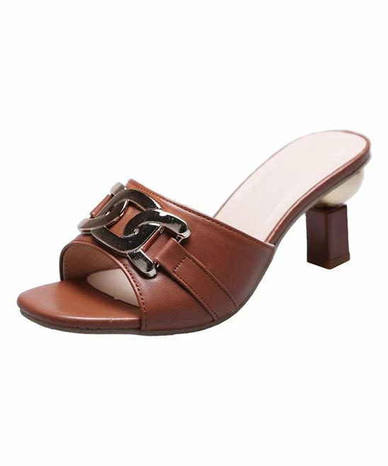 Cheapest ๐ PAOTMBU Brown & Goldtone Chain-Bit ๐ฉด Sandal - ๐ฉ Women โญ - Image 5