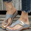 Cheapest 🤩 PAOTMBU Gray & Goldtone Perforated 🩴 Sandal - 👩 Women 🔔