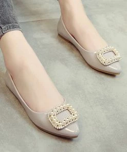 Outlet ⌛ PAOTMBU Gray Beaded Buckle-Accent Flat - 👩 Women 👍