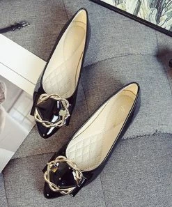 Hot Sale ❤️ PAOTMBU Black Woven Buckle-Accent Pointed Toe Flat - 👩 Women 🥰