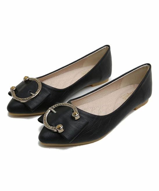 Promo โญ PAOTMBU Black Horseshoe Buckle-Accent Pointed Toe Flat - ๐ฉ Women ๐ - Image 2