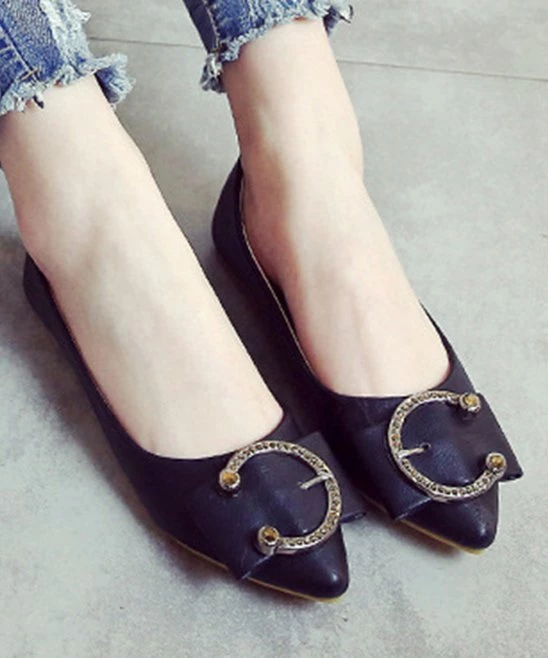 Promo โญ PAOTMBU Black Horseshoe Buckle-Accent Pointed Toe Flat - ๐ฉ Women ๐ - Image 4