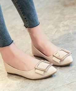 Top 10 👏 PAOTMBU Apricot Matte Buckle Flat - 👩 Women 🌟