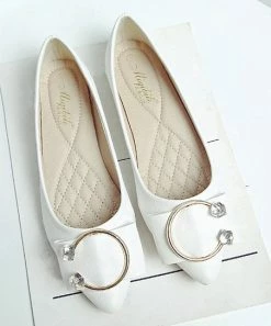Promo ⭐ PAOTMBU White Bangle-Accent Ballet Flat - 👩 Women 🔥