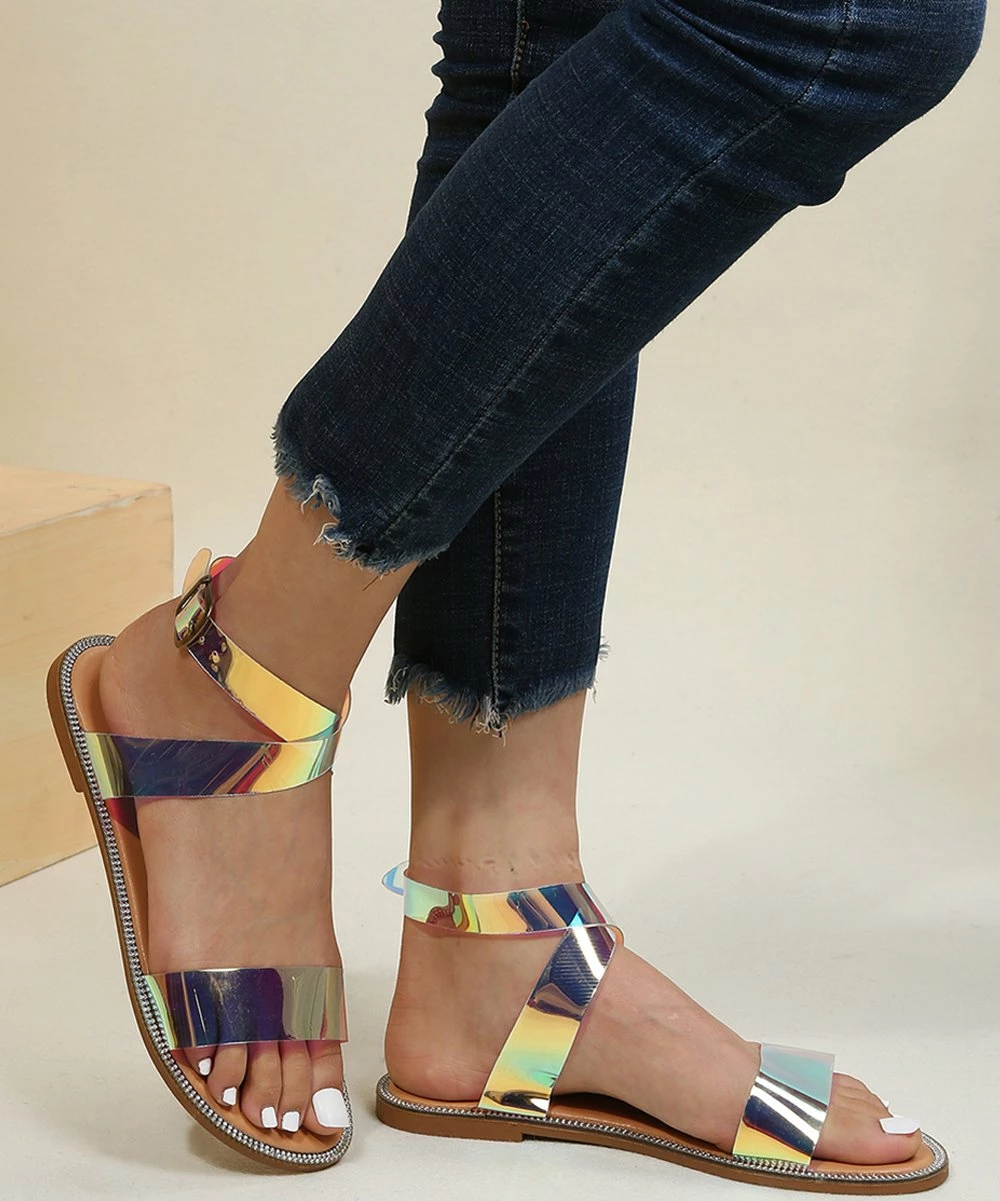 Best Sale 😉 PAOTMBU Yellow & Green Reflective 🩴 Sandal - 👩 Women 🔔 - Image 2