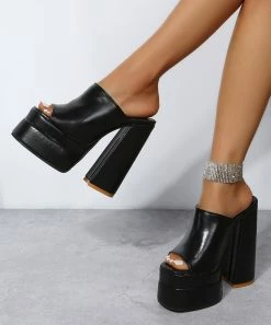 Best Pirce โ๏ธ PAOTMBU Black Block-Heel Platform ๐ฉด Sandal - ๐ฉ Women ๐ฅ