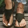 Hot Sale 👍 PAOTMBU Navy Blue Fringe Thong 🩴 Sandal - 👩 Women 🔥