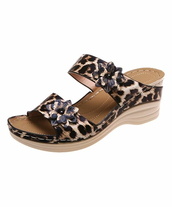 Flash Sale ❤️ PAOTMBU Black & Tan Leopard Flower-Accent 🩴 Sandal - 👩 Women 😍 - Image 2