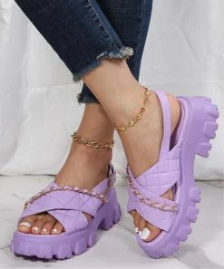 Hot Sale ⌛ PAOTMBU Purple Chain 🩴 Sandal - 👩 Women 🎁