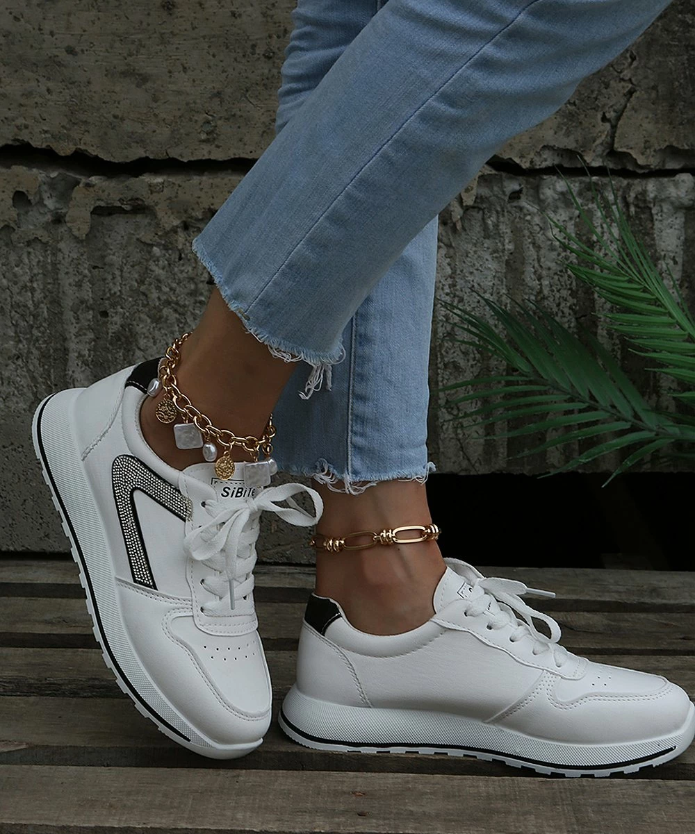 Best reviews of 🎁 PAOTMBU White & Black Swoop 👟 Sneaker - 👩 Women 🎁 - Image 5