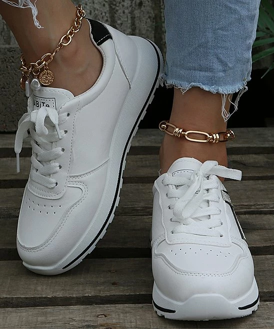 Best reviews of 🎁 PAOTMBU White & Black Swoop 👟 Sneaker - 👩 Women 🎁