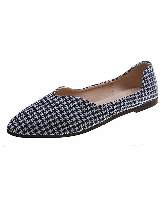 Best deal ๐ฏ PAOTMBU Blue Houndstooth Pointed-Toe Flat - ๐ฉ Women ๐งจ - Image 2