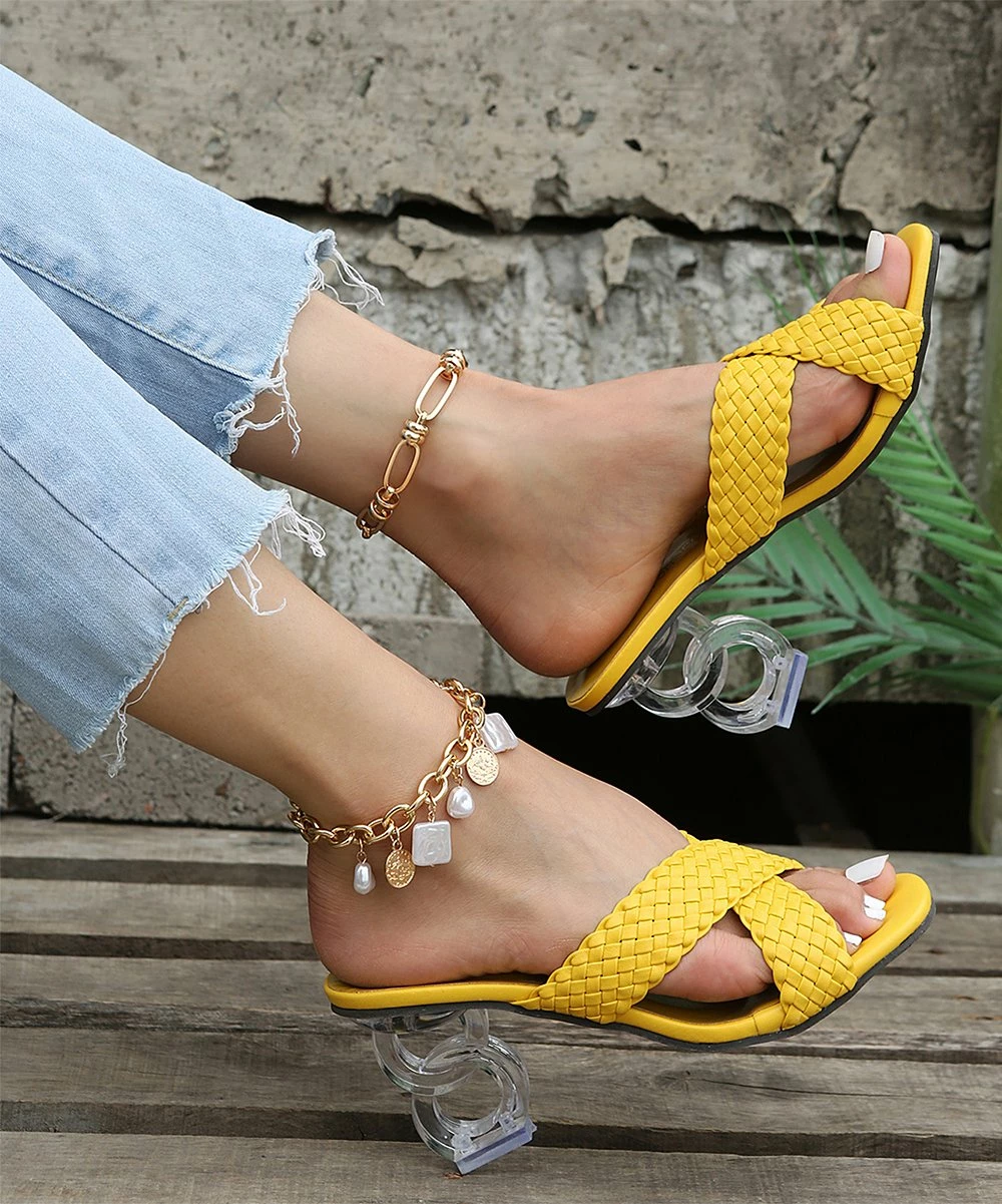 Best deal โ PAOTMBU Yellow & Transparent Openwork-Heel ๐ฉด Sandal - ๐ฉ Women ๐ฅฐ - Image 5