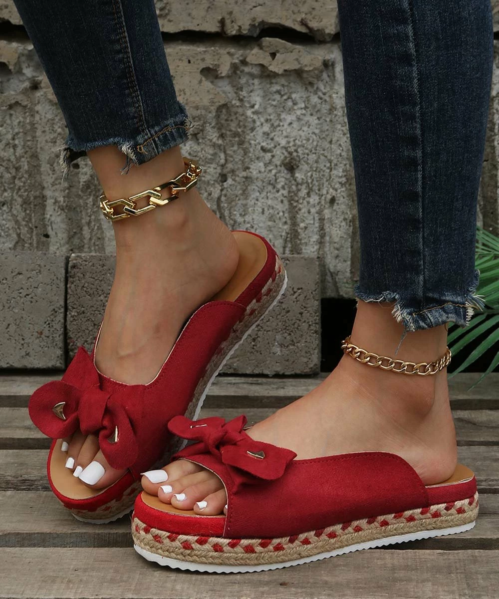 Best Sale ๐ PAOTMBU Red Bow-Accent Espadrille Slide - ๐ฉ Women ๐ - Image 2