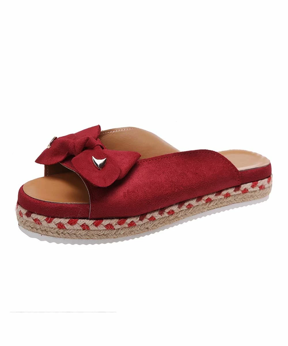 Best Sale ๐ PAOTMBU Red Bow-Accent Espadrille Slide - ๐ฉ Women ๐ - Image 5