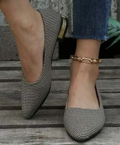 Cheapest โญ PAOTMBU Yellow & Goldtone Houndstooth Pump - ๐ฉ Women ๐ฏ