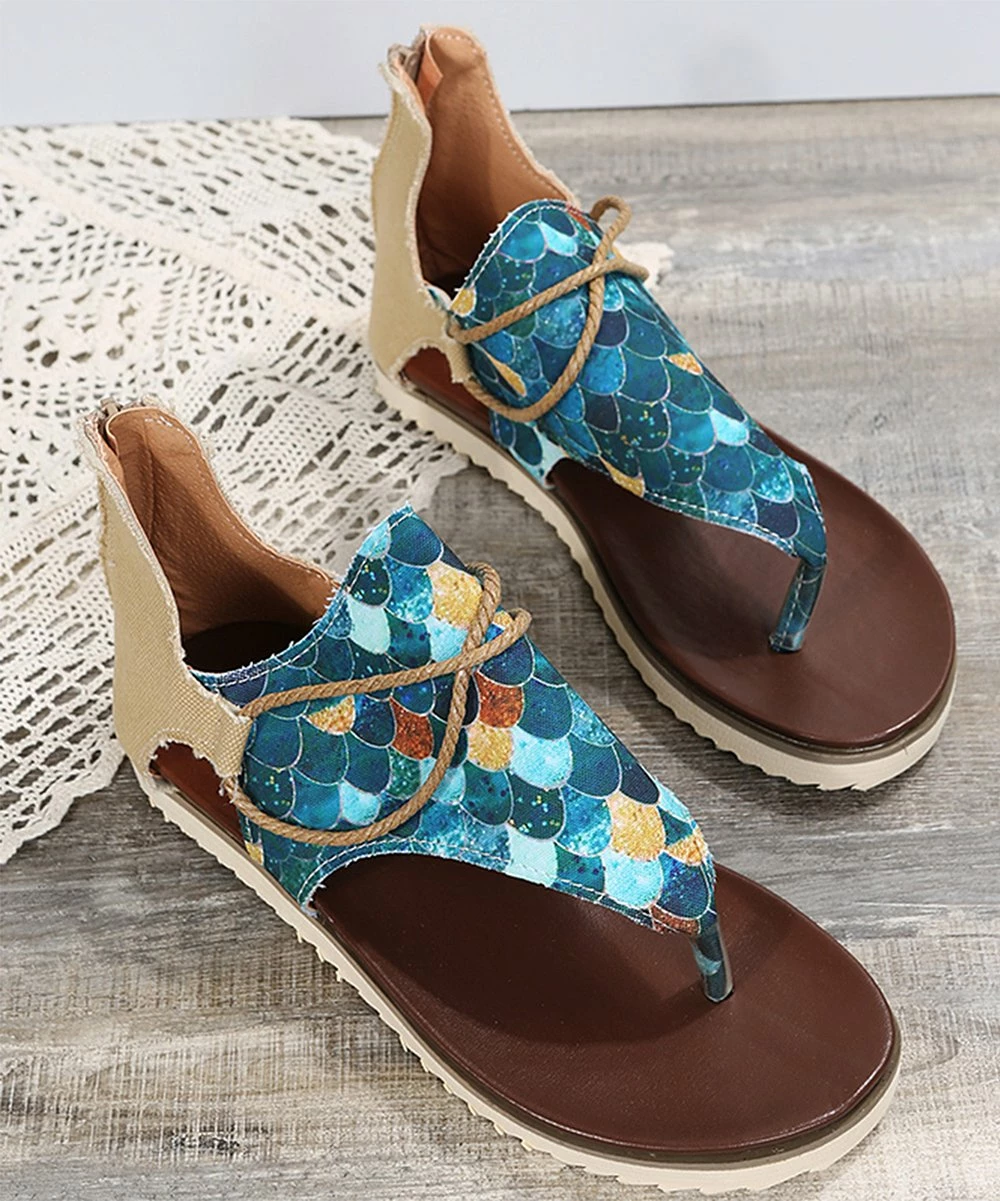 Buy 😍 PAOTMBU Scale Blue Geometric 🩴 Sandal - 👩 Women ❤️ - Image 3