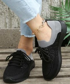 Buy 🌟 PAOTMBU Black & Gray Knit 👟 Sneaker - 👩 Women 👍