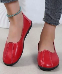 Cheap ๐ PAOTMBU Red Stitch-Detail Round-Toe Loafer - ๐ฉ Women ๐