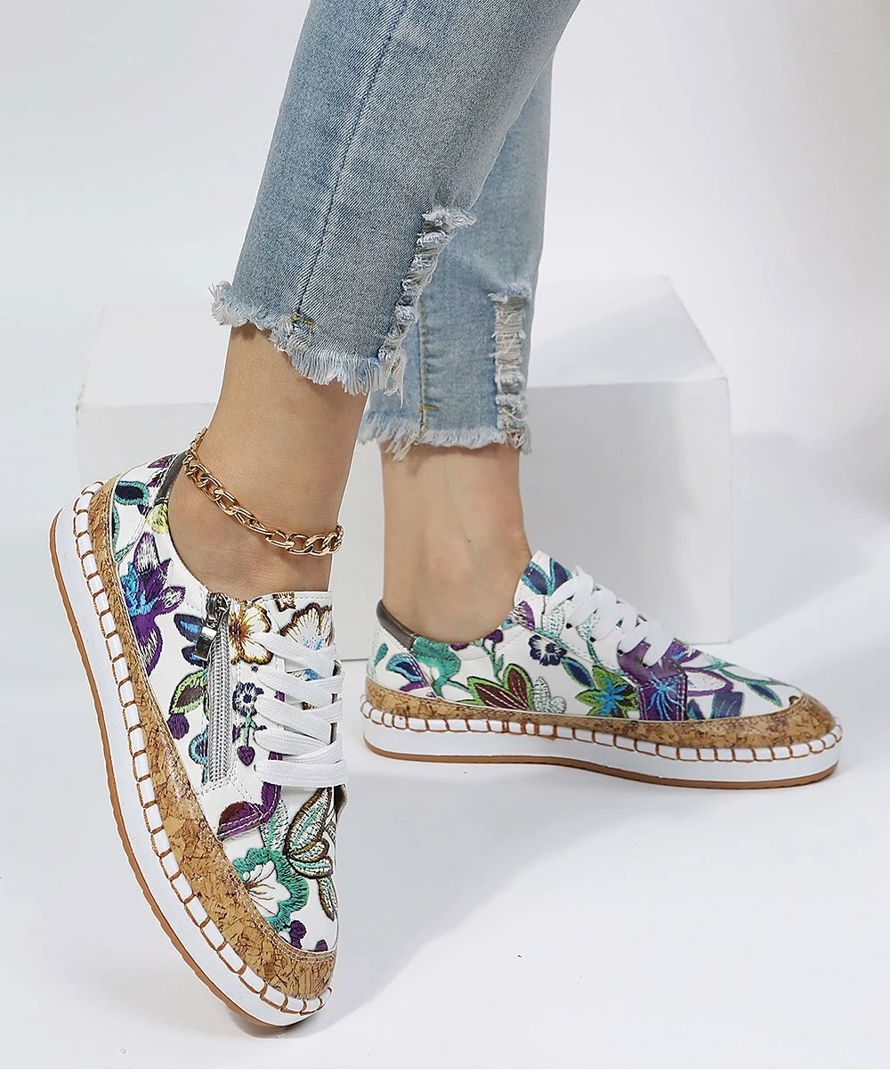 Discount โญ PAOTMBU Purple & White Floral Side-Zip ๐ Sneaker - ๐ฉ Women ๐ - Image 2