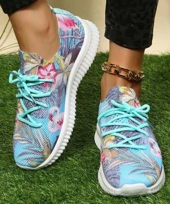 Deals π PAOTMBU Blue & Pink Flamingo Floral π Sneaker - π© Women π