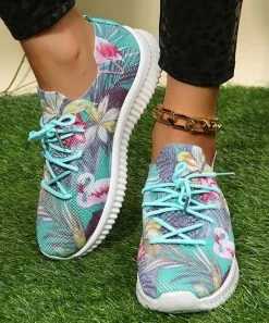 Best deal 🛒 PAOTMBU Turquoise & Pink Flamingo Floral 👟 Sneaker - 👩 Women 😉
