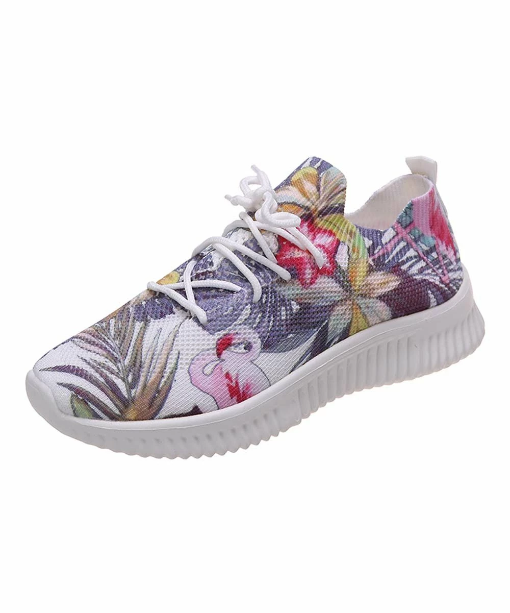 Wholesale 💯 PAOTMBU White & Pink Flamingo Floral 👟 Sneaker - 👩 Women 🎉 - Image 2