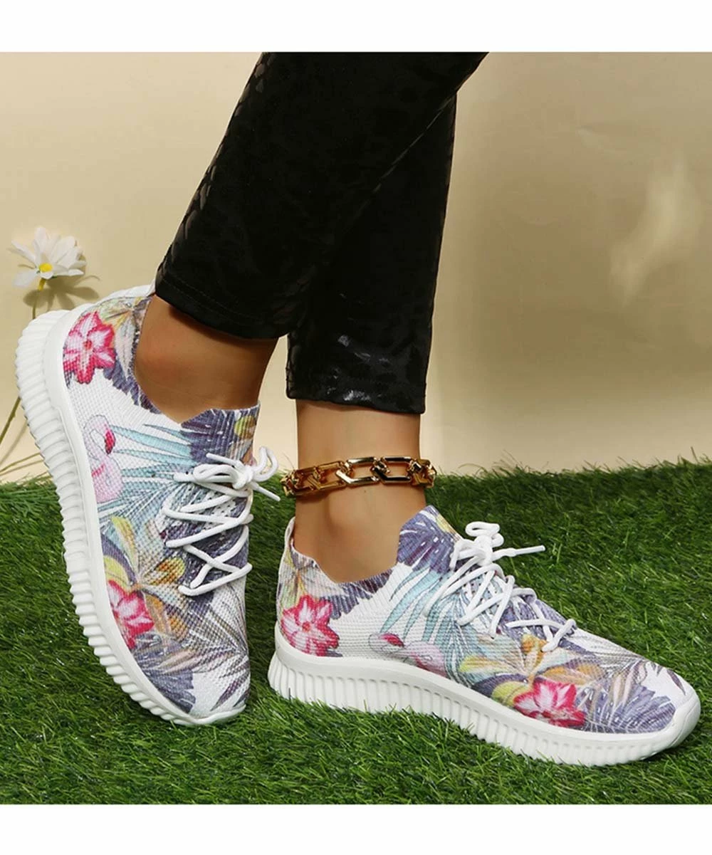 Wholesale 💯 PAOTMBU White & Pink Flamingo Floral 👟 Sneaker - 👩 Women 🎉 - Image 3
