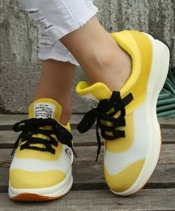 Best Sale ๐ฅฐ PAOTMBU Yellow & White Color Block ๐ Sneaker - ๐ฉ Women โ๏ธ