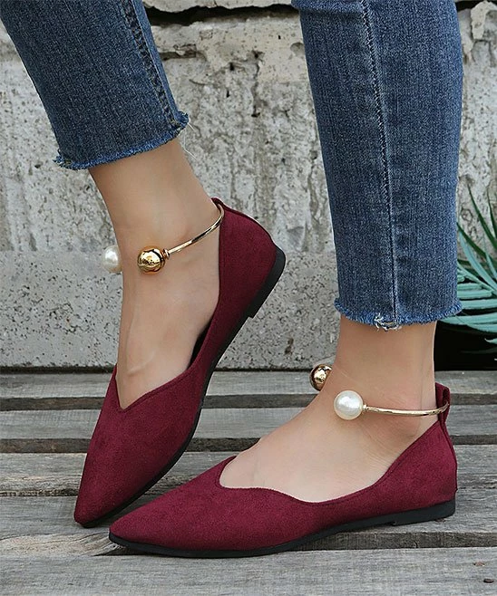 Best Sale ๐ PAOTMBU Wine Anklet Flats - ๐ฉ Women ๐งจ