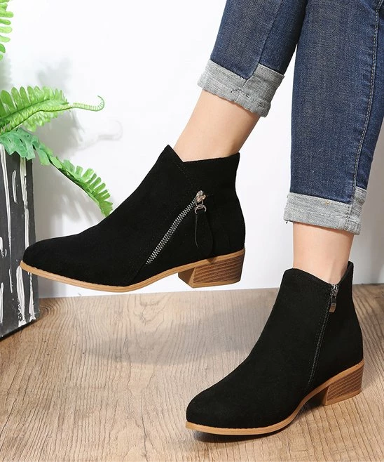 Outlet โ๏ธ PAOTMBU Black Zipper Ankle ๐ฅพ Boots - ๐ฉ Women โจ