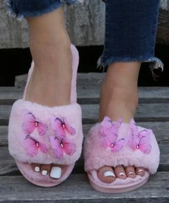 Deals π₯° PAOTMBU Pink Butterfly AppliquΓ© Slide Slipper - π© Women π§¨