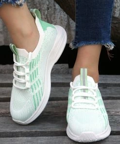 Budget 👏 PAOTMBU Green & White Abstract 👟 Sneaker - 👩 Women ✔️