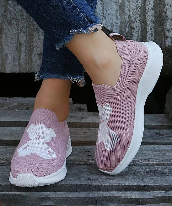 Brand new ๐ฅ PAOTMBU Pink & White Bear Slip-On ๐ Sneaker - ๐ฉ Women โค๏ธ - Image 4
