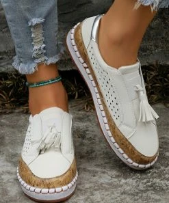 Best Pirce 🥰 PAOTMBU White Tassel Slip-On 👟 Sneaker - 👩 Women 🤩