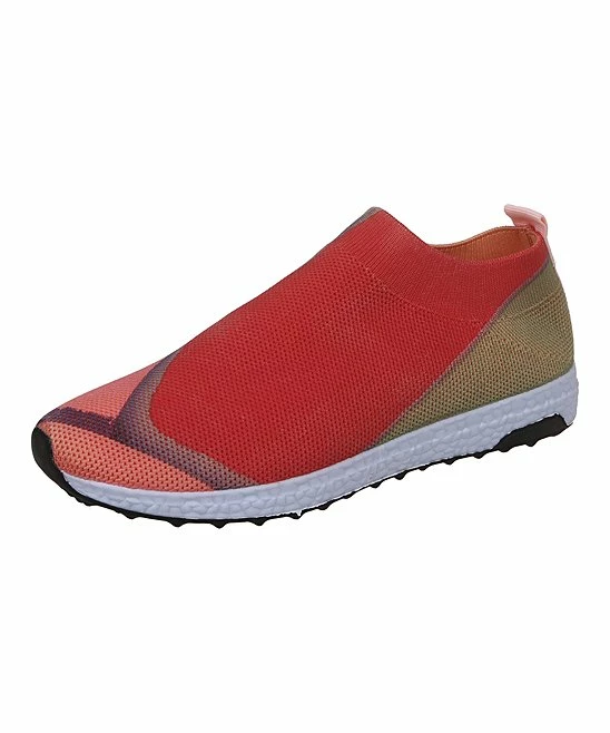 Flash Sale 👍 PAOTMBU Red & Tan Color Block Slip-On 👟 Sneaker - 👩 Women ⭐ - Image 3