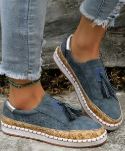 Hot Sale ๐ PAOTMBU Blue Tassel Slip-On ๐ Sneaker - ๐ฉ Women โจ