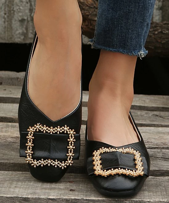 New ๐ PAOTMBU Black Square-Buckle Flat - ๐ฉ Women ๐ฅฐ